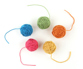 Wall Mural - set of colorful cotton thread balls isolated on white background. different color thread balls. .