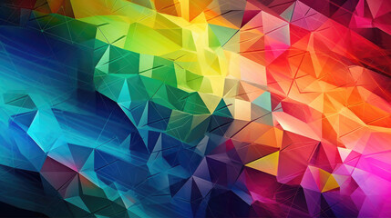 Wall Mural - Colorful rainbow triangles as abstract texture wallpaper background (Generative AI)