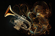 Kunstvoller abstrakter Musik Hintergrund mit Trompete, Generative Ai