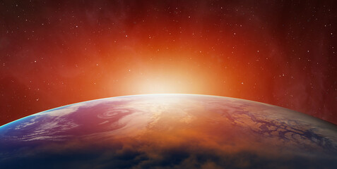 Aufkleber - Planet Earth with a spectacular sunset 