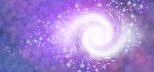 Pink spiralling sparkles bokeh surprise background - beautiful purple lilac bokeh overlaid with a vibrant white fibonacci spiral throwing out sparkles ideal for a party or spiritual theme invitation t