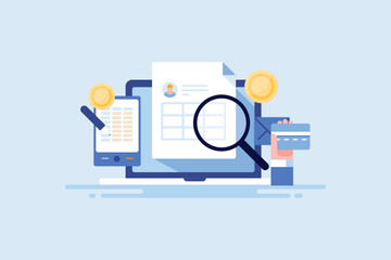 Wall Mural - accounting and taxation concept. business and financial invoice calculation on computer, digital tax