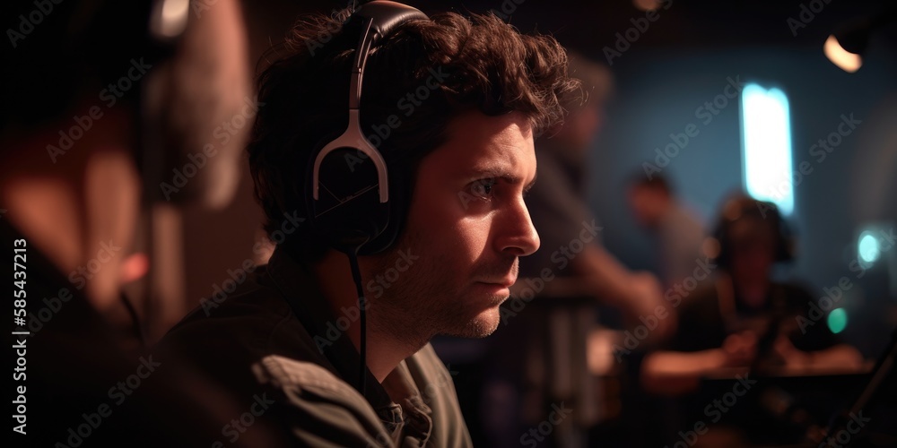 Actor’s face as they are rehearsing their lines or expressing their ...