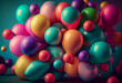 © Royalty-Free - Colorful balloons in various shapes and sizes as a festive background. Generative AI
