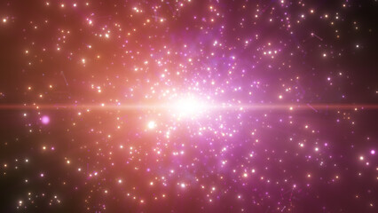 Wall Mural - orange pink purple light and dust particles explosion.