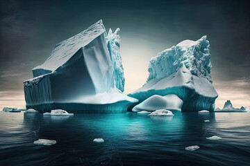 Wall Mural - a floating iceberg in antarctica. Generative AI
