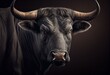 Gorgeous black bull's head, Ai generated. Generative AI
