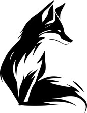 Fox | Black And White Vector Illustration