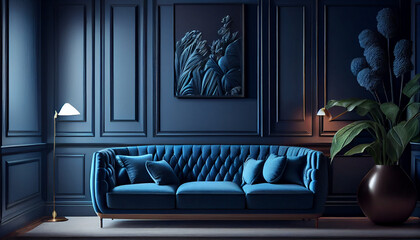 Wall Mural - Interior Dining Sofa Blue  luxury design Classic and elegant styles Ai generated image