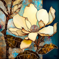 Wall Mural - Abstract magnolia flower, bright botanical floral background