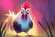 Amazed Rooster with Wide Eyes. AI Generated