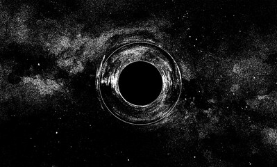 Wall Mural - Black hole ink illustration. Space galaxy background