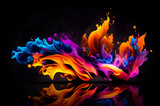 Fototapeta  - beautiful painted flames on a black background, multi-colored flames, a bright simple fire pattern, fire on a dark background, flames from paints, generative ai