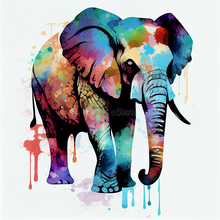 Water Colour Elephant Ai Genrative 