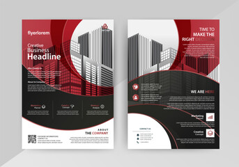 Business abstract vector template for Brochure, AnnualReport, Magazine, Poster, Corporate Presentation, Portfolio, Flyer, infographic with red and black color size A4, Front and back. Vector