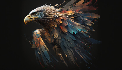 Wall Mural - Eagle abstract wallpaper. Contrast background falcon in vivid colors generative ai