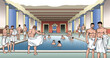 Ancient Greece - Men relax in ancient baths with a large swimming pool