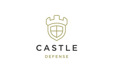Wall Mural - Castle defense line logo icon design template flat vector