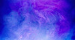 © golubovy - Color smoke. Mist texture. Ink water flow. Sky haze. Neon purple blue vapor cloud blend wave abstract art background with free space.