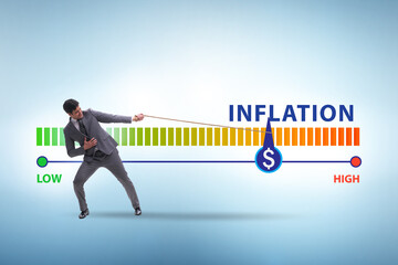 Businessman in the high inflation concept