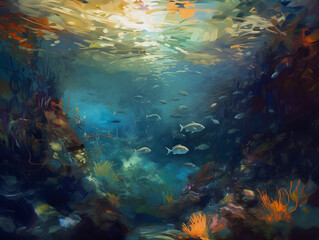 Wall Mural - A colourful underwater world. Generative AI
