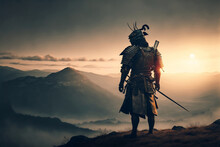 A Samurai Standing At Sunset, Generative Ai