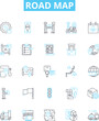 © Nina - Road map vector line icons set. Route, Map, Path, Trace, Guide, Trajectory, Journey illustration outline concept symbols and signs