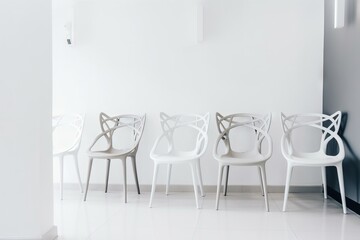 Poster -  a row of chairs sitting next to each other in a room.  generative ai