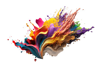 Splash of colored paints on white background. Illustrations AI generator