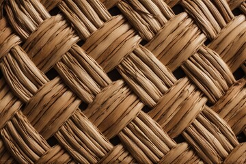  a close up view of a woven material with a brown color.  generative ai