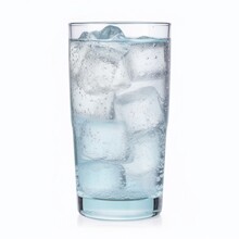 Water Glass Full Of Ice Isolated On White