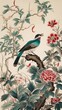 bird on a branch ancient chinese drawing wallpaper illustration