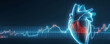 Cardiogram of a human heart for use in medical cardiac care blue background. Expert Heart Health Care concept wallpaper. Generative AI
