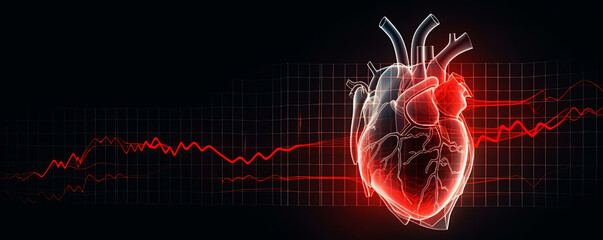 Cardiogram of a human heart for use in medical cardiac care background. Expert Heart Health Care concept wallpaper. Generative AI