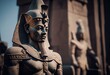 Statue of Ramesses II at Luxor temple with copy space. Generative AI