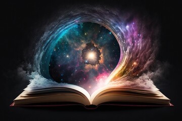 open book and all the knowledge of the universe leaking through the pages