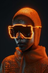 Wall Mural - portrait of a sci-fi cyberpunk girl. high-tech futuristic woman from the future. generative ai art.