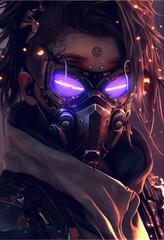 Wall Mural - portrait of a sci-fi cyberpunk girl. high-tech futuristic woman from the future. generative ai art.