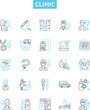 © Nina - Clinic vector line icons set. Clinic, Medical, Healthcare, Outpatient, Treatment, Diagnostic, Surgery illustration outline concept symbols and signs