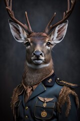 Serious deer - a businessman in a business suit Generative ai