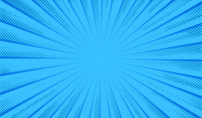 Wall Mural - Blue comics background. Abstract lines backdrop. Bright sunrays. Design frames for title book. Texture explosive polka. Beam action. Pattern motion flash. Rectangle fast boom. Vector illustration