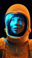 Wall Mural - portrait of an astronaut in a spacesuit. high-tech astronaut from the future. generative ai art.