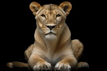 Beautiful Lioness Close-up, Studio Shot. AI Generated, Human Enhanced