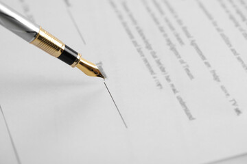 Canvas Print - Signing document with fountain pen, closeup. Notary services