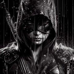 Wall Mural - portrait of fantastic warrior. high-tech futuristic man from the future. generative ai art.