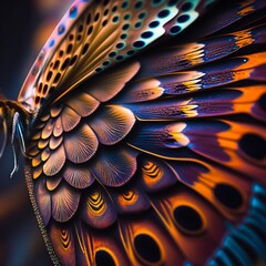 Wall Mural - Vibrant butterfly wings closeup. Generative AI