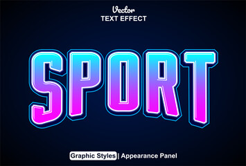Wall Mural - sport text effect with blue color graphic style editable.