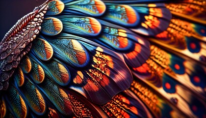 Wall Mural - Vibrant butterfly wings closeup. Generative AI