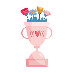 Sticker - heart in mom trophy with flowers