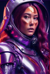 Wall Mural - portrait of an astronaut in a spacesuit. high-tech astronaut from the future. generative ai art.